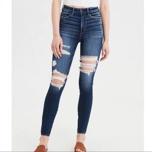 American Eagle Highest Rise Jeggings Distressed